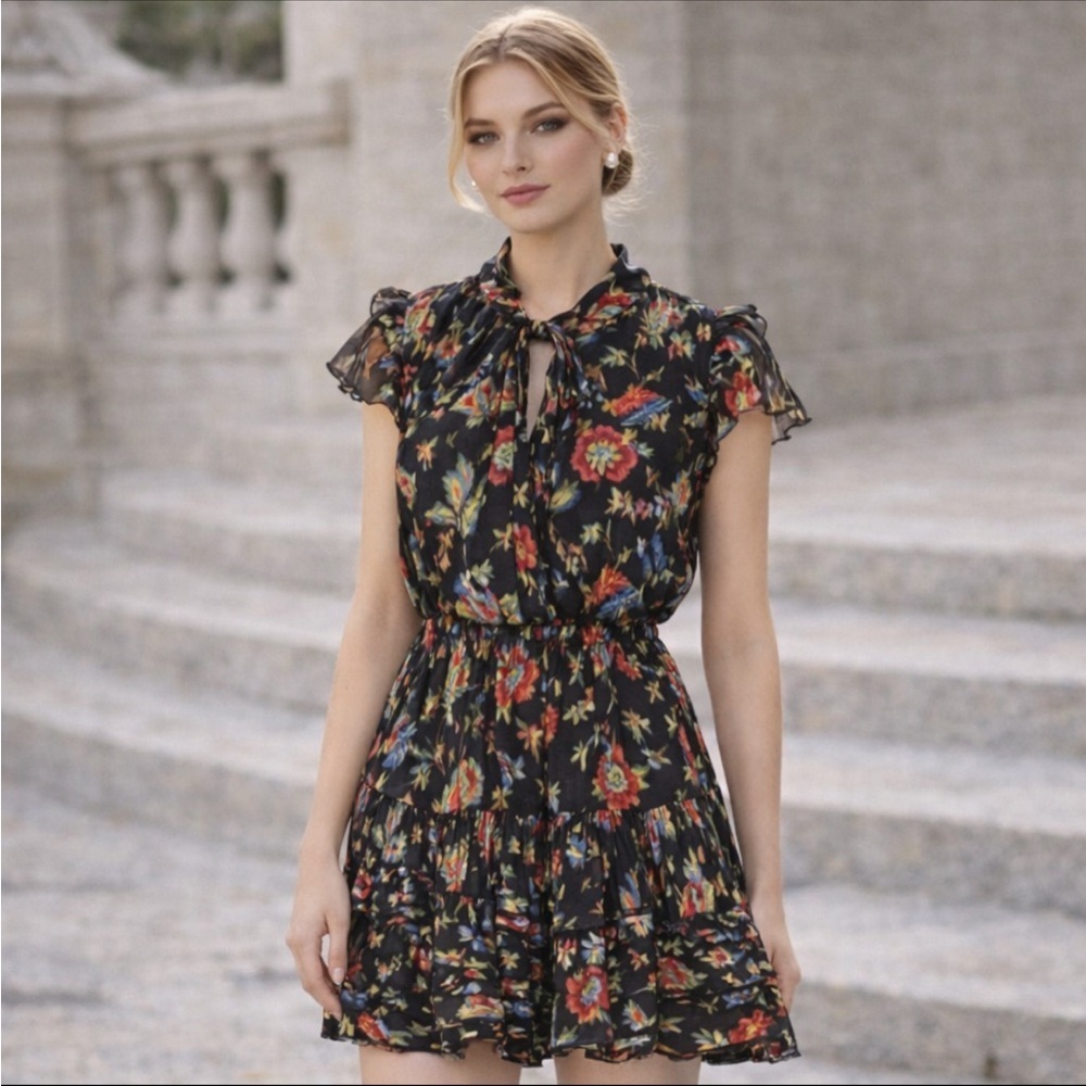 Derek Lam 10 Crosby Eedith Ruffled Floral Mini Dress Size 14 - 23978